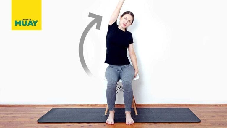 Rozciąganie mięśnia czworobocznego lędźwi w pozycji siedzącej